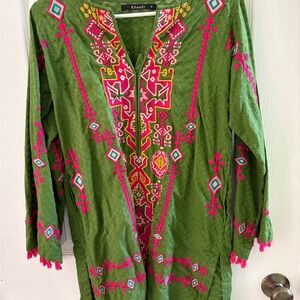 Khaadi Green and Pink Embroidered Tunic